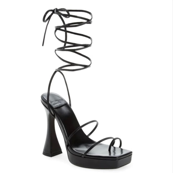 Jeffrey Campbell NWOT Primadonna Wrap Heel in Black Leather Size 7 - Picture 3 of 7